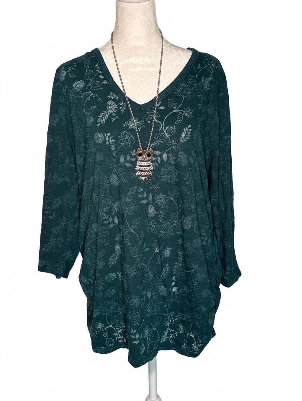 Lane Bryant Floral SemiSheer LS top, Size 18-20